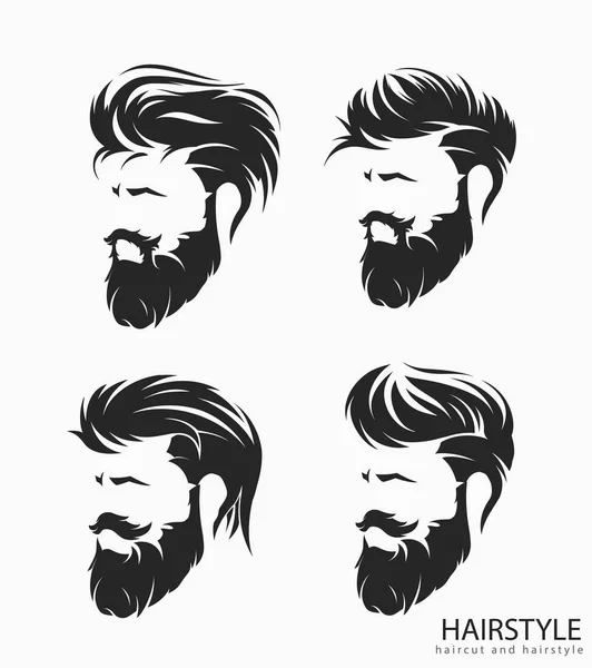 Penteado Mens Com Barba Bigode — Vetor de Stock