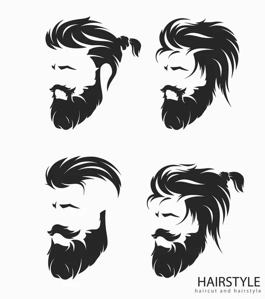 Penteado Mens Com Barba Bigode — Vetor de Stock