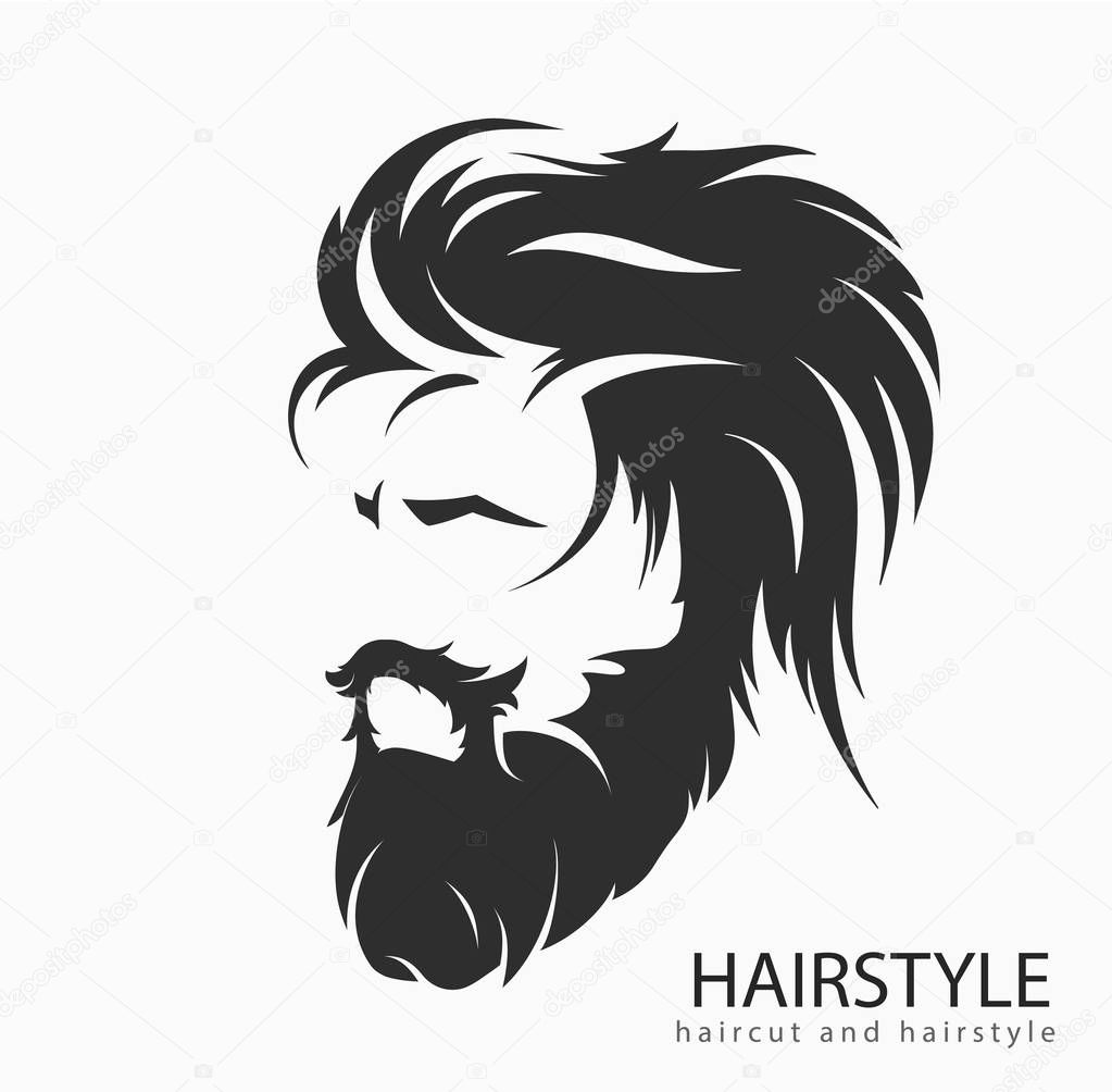 Mens hairstyle and hirecut with beard mustache