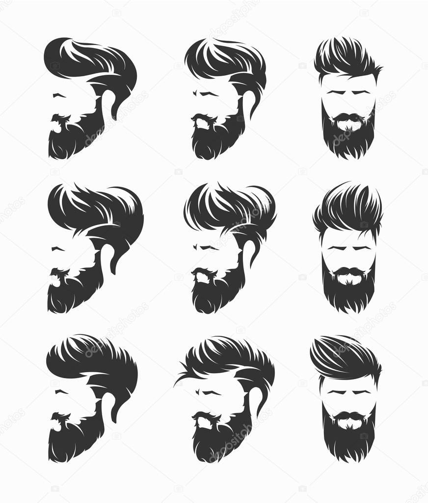 fashion illustration, hand graphics - men's hairstyle with a beard and mustache