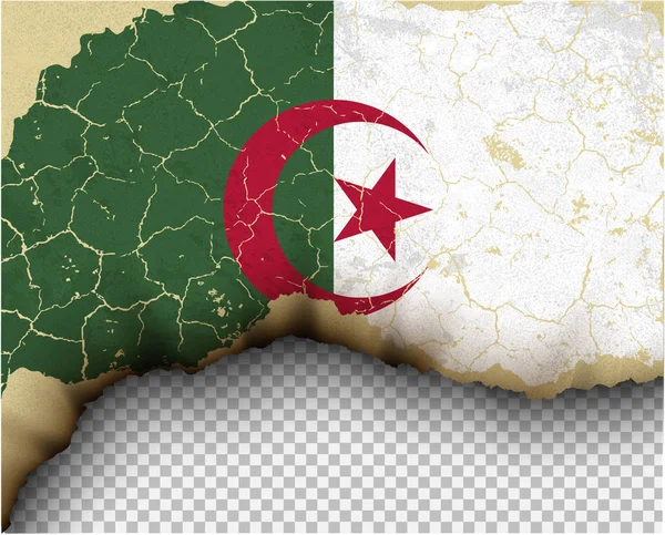 Bandeira Algeria Rachado Sobre Fundo Transparente — Vetor de Stock