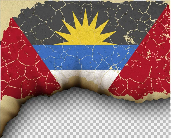 Repedt Antigua Barbuda Zászló Fölött Átlátszó Háttér — Stock Vector