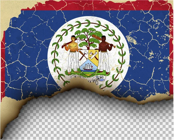 Bandera Belice Agrietada Sobre Fondo Transparente — Vector de stock