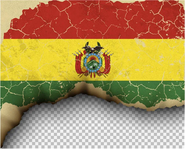 Popraskané Vlajky Bolívie Průhledné Pozadí — Stockový vektor