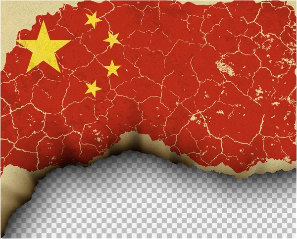 Ραγισμένα Κίνα Σημαία Πάνω Από Διαφανές Φόντο — Διανυσματικό Αρχείο