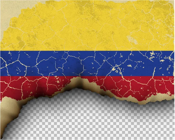 Knäckt Colombia Flagga Över Transparent Bakgrund — Stock vektor