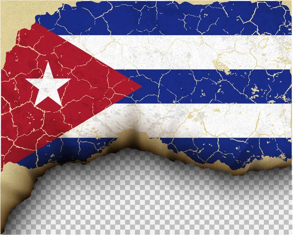 Bandera Cuba Agrietada Sobre Fondo Transparente — Vector de stock