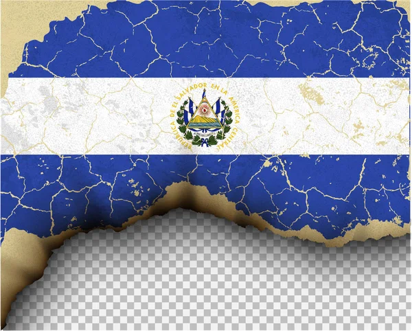 Popraskané Salvadoru Vlajku Nad Průhledné Pozadí — Stockový vektor