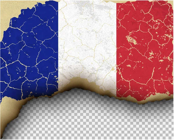 Cracked France Flag Transparent Background — Stock Vector