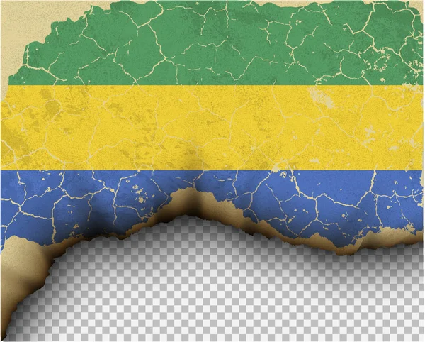 Cracked Gabon Flag Transparent Background — Stock Vector