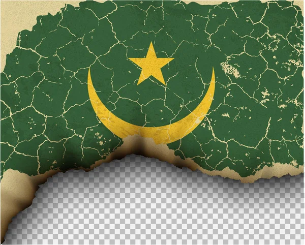 Cracked Mauritania Flag Transparent Background — Stock Vector
