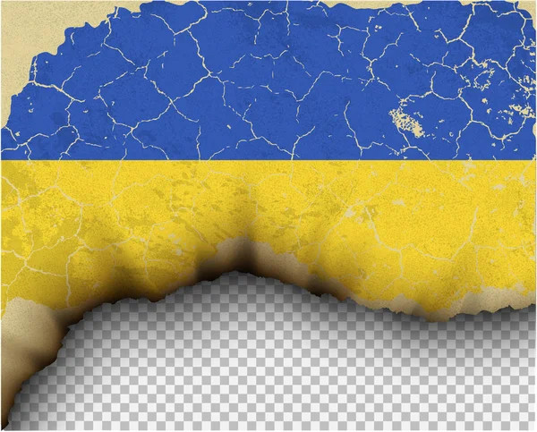 Тріснутий Прапор України Прозорому Фоні — стоковий вектор