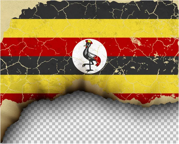 Bandera Agrietada Uganda Sobre Fondo Transparente — Archivo Imágenes Vectoriales
