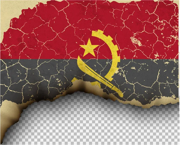 Bandeira Angola Rachado Sobre Fundo Transparente — Vetor de Stock