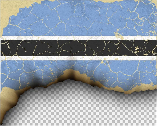 透明な背景にボツワナ フラグひびの入った — ストックベクタ