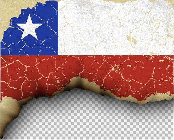 Knäckt Chile Flagga Över Transparent Bakgrund — Stock vektor