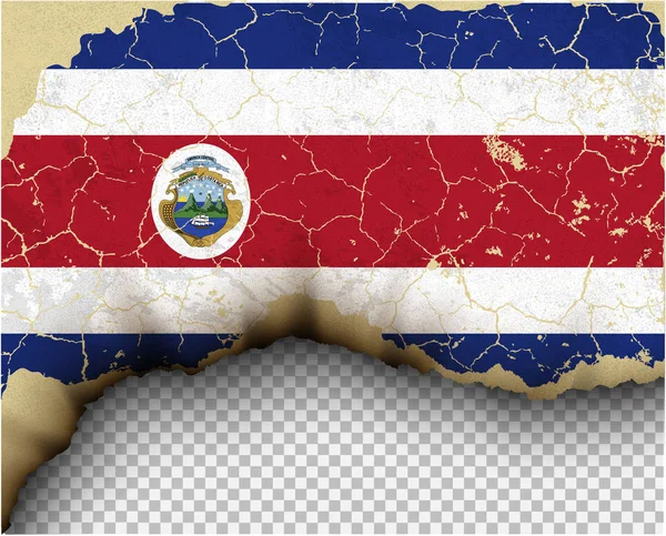 Popraskané Kostarika Vlajky Nad Průhledné Pozadí — Stockový vektor