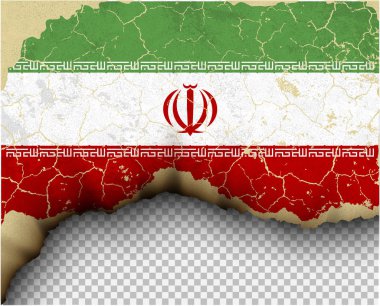 İran bayrağı şeffaf arka plan üzerinde kırık