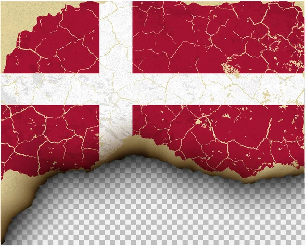 Bandera Denmark Agrietada Sobre Fondo Transparente — Archivo Imágenes Vectoriales