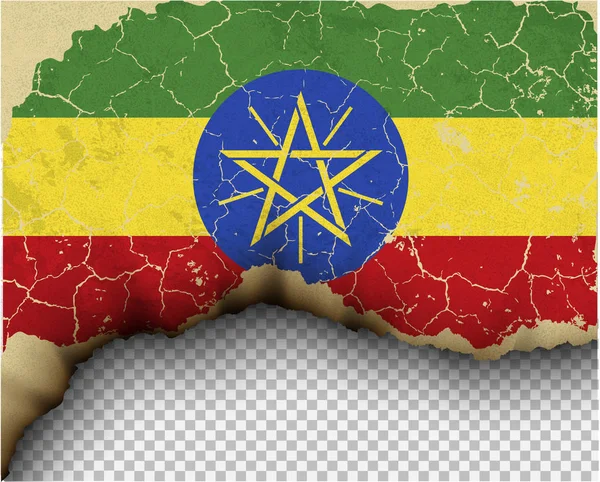 Треснувший Флаг Эфиопии Прозрачном Фоне — стоковый вектор