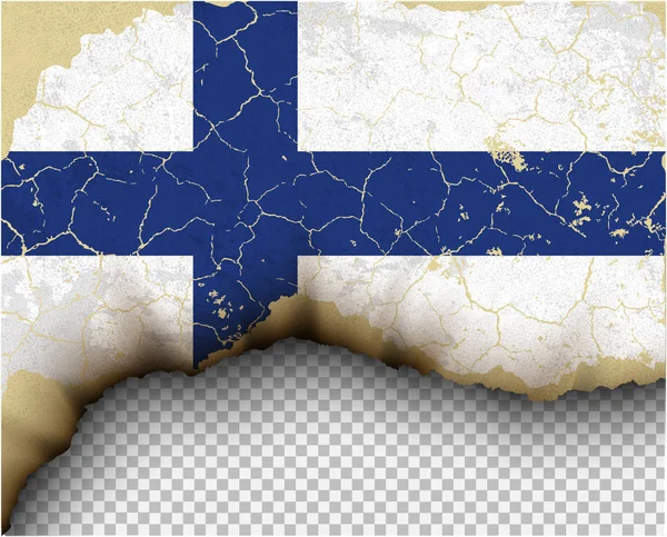 Bandera Finlandia Agrietada Sobre Fondo Transparente — Vector de stock