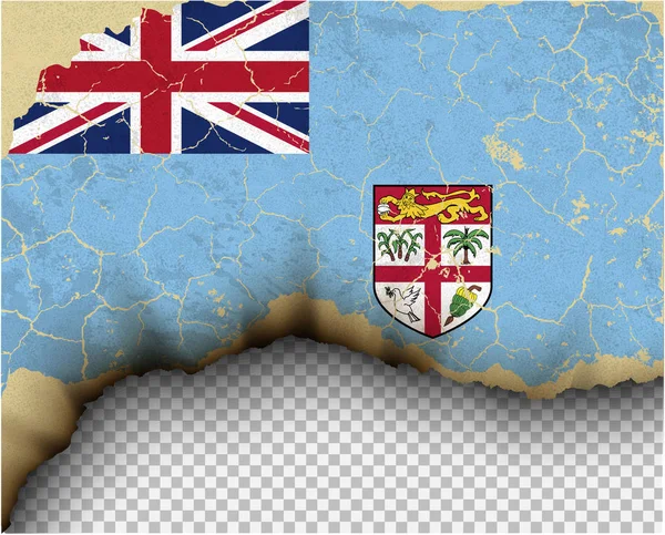 Popraskané Vlajka Fidži Průhledné Pozadí — Stockový vektor