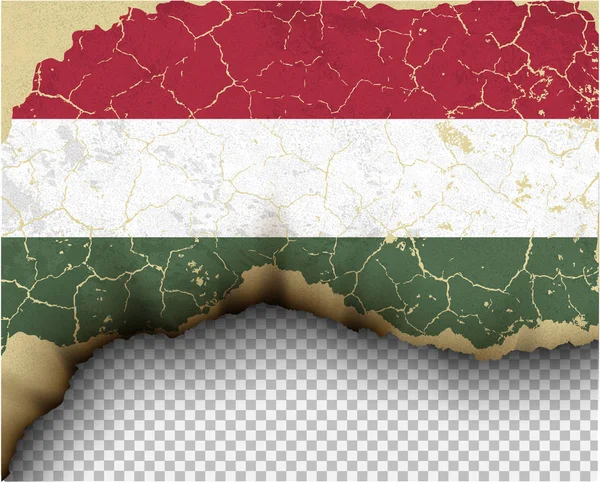 Bandeira Húngara Rachado Sobre Fundo Transparente — Vetor de Stock
