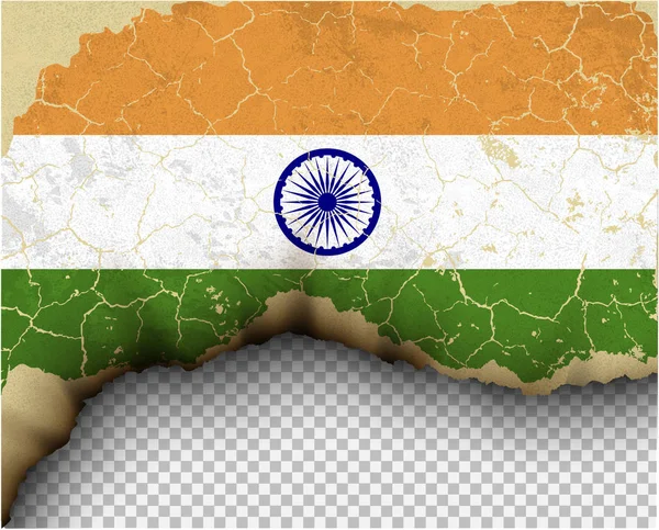 Vlag Van India Gekraakt Transparante Achtergrond — Stockvector