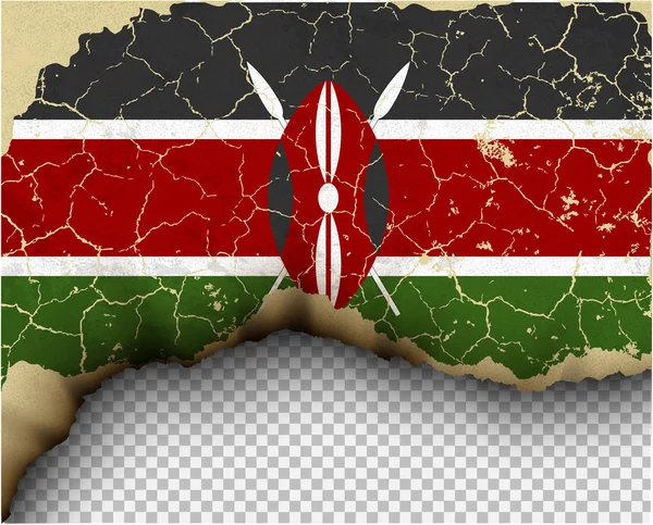 Pęknięty Flaga Kenii Przezroczyste Tło — Wektor stockowy