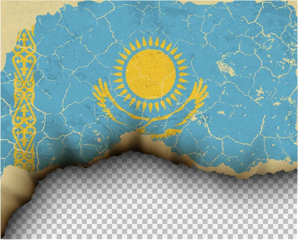 Knäckt Kazakstan Flagga Över Transparent Bakgrund — Stock vektor