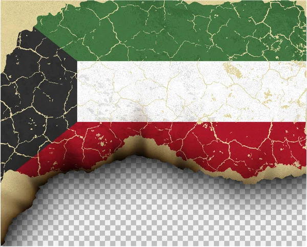 Knäckt Kuwait Flagga Över Transparent Bakgrund — Stock vektor