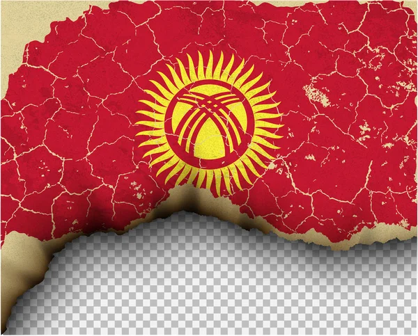 Knäckt Kirgizistan Flagga Över Transparent Bakgrund — Stock vektor
