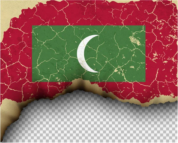 Cracked Maldives Flag Transparent Background — Stock Vector