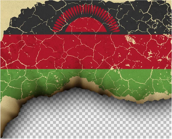 Drapeau Malawi Fissuré Sur Fond Transparent — Image vectorielle