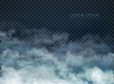 Saydam arkaplanda izole edilmiş bulut ve duman