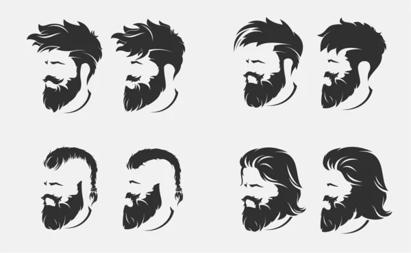 Mens hairstyles and haircut with beard — Stock Vector