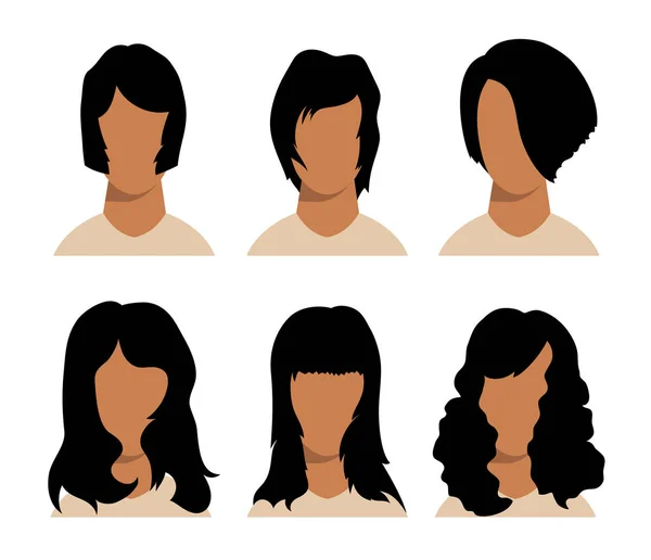 Meninas e homens penteados e corte de cabelo com rosto —  Vetores de Stock