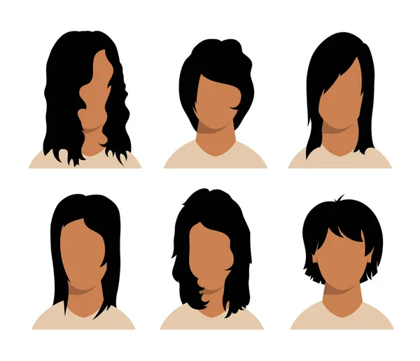 Peinados de las niñas y los hombres y corte de pelo con la cara — Vector de stock