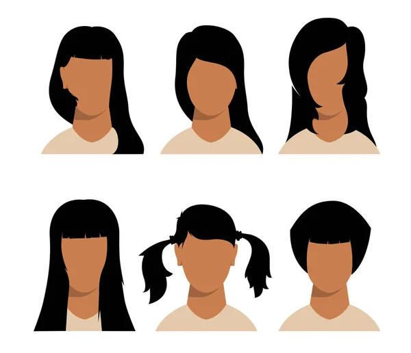 Дівчата зачіски і стрижка з обличчям — стоковий вектор