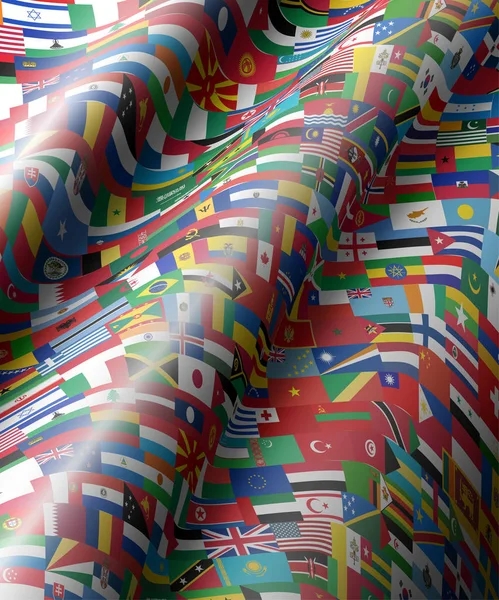 Ensemble de drapeaux vagues de tous les pays en illustration — Image vectorielle