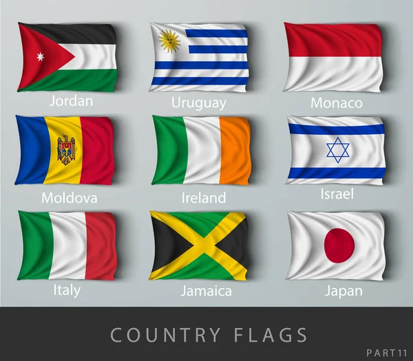 Riveté le drapeau du pays ridé d'ombres — Image vectorielle