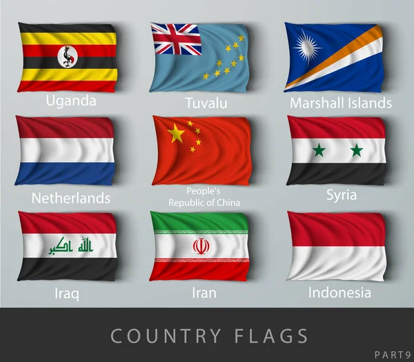 Riveté le drapeau du pays ridé d'ombres — Image vectorielle