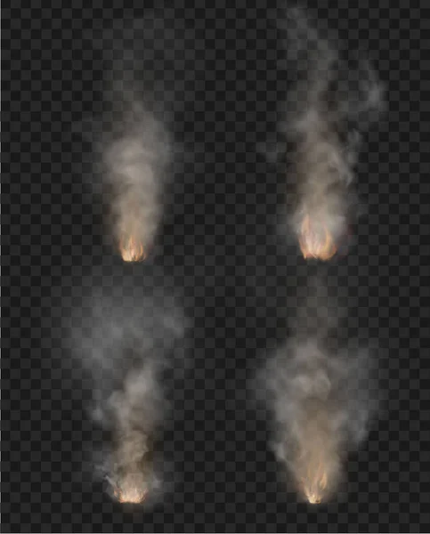 Туман Дым Огонь Изолирован Прозрачном Фоне — стоковый вектор