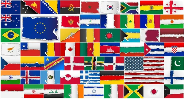 Uppsättning flaggor från alla länder i illustration — Stock vektor