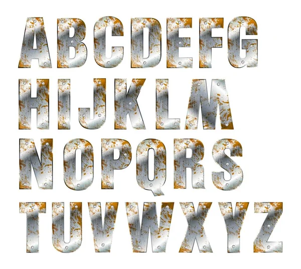 Alphabet acier et métal sur fond blanc — Image vectorielle