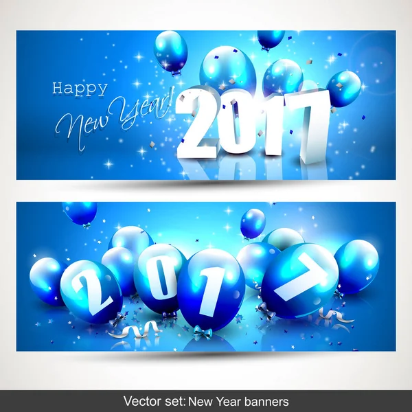 Feliz Año Nuevo 2017 banners — Archivo Imágenes Vectoriales