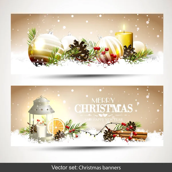 Kerstmis traditionele banners — Stockvector