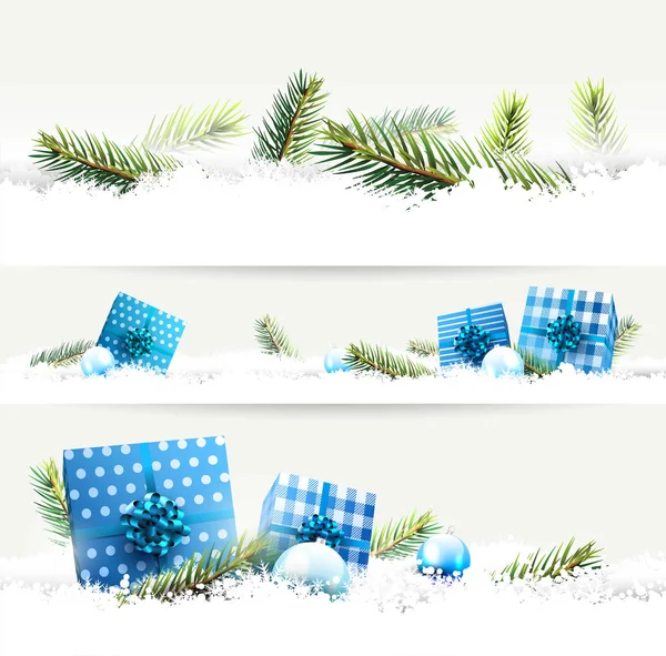 Set of three Christmas borders — Stock Vector