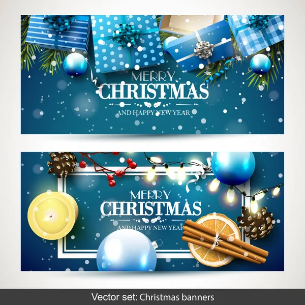 Bannières de Noël de luxe — Image vectorielle