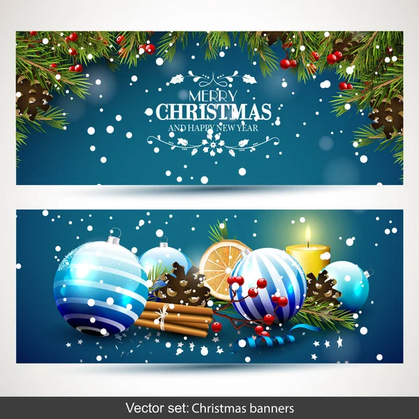 Conjunto vectorial de dos banners navideños — Vector de stock